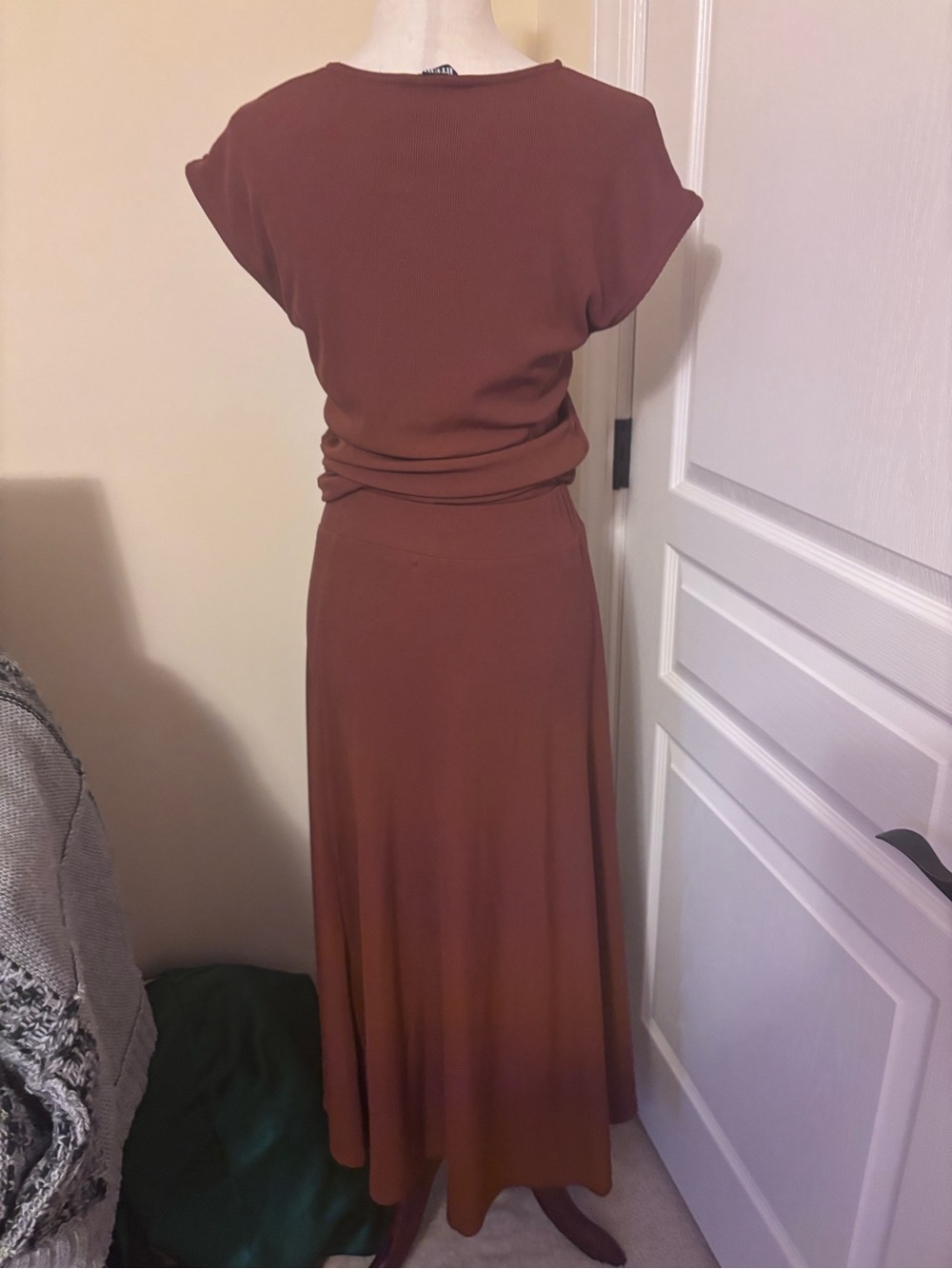 Rust Brown as Ribbed Two-Piece Dress Set - Picture 2 of 8
